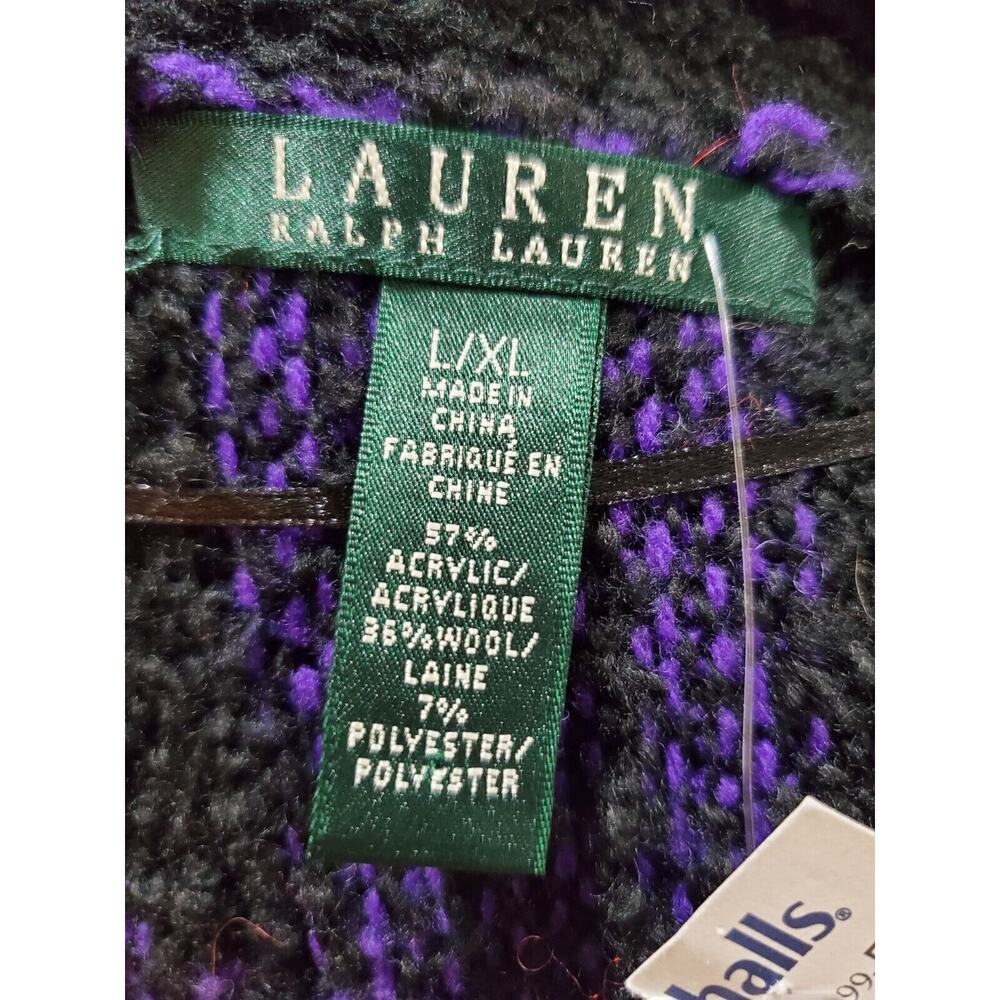Lauren Ralph Lauren Women's Multi Plaid Acrylic Open Front Cardigan Sweater Sz L - Picture 11 of 15